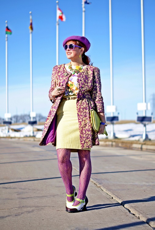 Winnipeg Fashion Blog, Canadian Fashion Blog, Winnipeg Stylist, Royal Canadian Mint Country Flags, Darling Clothes purple green, printed linen topper coat, Joe Fresh flower print white top, Banana Republic pale yellow pastel tweed cotton linen pencil skirt, Jessica purple patterned fishnet tights, BCBG Max Azria gold bow green belt, Natasha Winners green stone crystal statment necklace, Deanne Watson Jewelry green earrings, Swarovski crystal charm bracelet, Danier Object designer collection citron leather clutch bag, Wayne Clark green frog crystal ring, Natasha green crystal frog brooch pin, Avon purple dragon fly cuff watch, Parkhurst purple wool beret hat, Icing purple pink polka dot sunglasses, Fluevog limited edition lime green dark purple white Mini Gorgeous leather hourglass chunky heels Winnipeg Fashion Blog, Canadian Fashion Blog, Winnipeg Stylist, Royal Canadian Mint Country Flags, Darling Clothes purple green, printed linen topper coat, Joe Fresh flower print white top, Banana Republic pale yellow pastel tweed cotton linen pencil skirt, Jessica purple patterned fishnet tights, BCBG Max Azria gold bow green belt, Natasha Winners green stone crystal statment necklace, Deanne Watson Jewelry green earrings, Swarovski crystal charm bracelet, Danier Object designer collection citron leather clutch bag, Wayne Clark green frog crystal ring, Natasha green crystal frog brooch pin, Avon purple dragon fly cuff watch, Parkhurst purple wool beret hat, Icing purple pink polka dot sunglasses, Fluevog limited edition lime green dark purple white Mini Gorgeous leather hourglass chunky heels